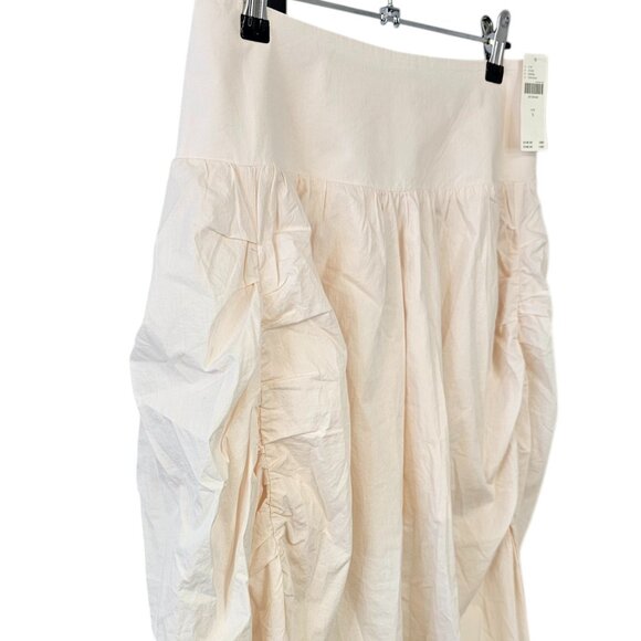 Anthropologie Draped Poplin Midi Skirt Light Pink Size Medium Ruched Whimsy NWT - Picture 4 of 8